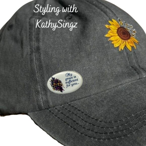 Inspirational Brooch Pin Ceramic My Grace Is Sufficient For You 1.25in Religious - Picture 5 of 10